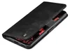 A black flip cover phone case is shown from a diagonal angle, with the cover partially open to reveal the phone inside. Produktbild-Vorschau
