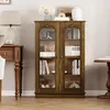 Vitrinenschrank aus Massivholz mit Glastüren, Vintage Produktbild-Vorschau 3