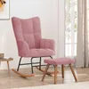 vidaXL Houpací křeslo se stoličkou Velvet Pink Náhled obrázku produktu 1