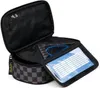 An open pencil case showing its internal compartments and a schedule/planner insert. Produktbild-Vorschau