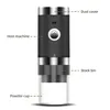 A product shot of an electric coffee grinder with labels pointing to its different parts. Podgląd zdjęcia produktu