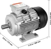 A silver and black electric motor with dimensions indicated by text overlays. Anteprima dell’immagine prodotto