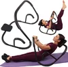 A collage of images showing a woman using an ab workout machine in different positions. Produktbild-Vorschau
