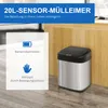HOMCOM Kosz na śmieci z czujnikiem 20 l, stal nierdzewna, Podgląd zdjęcia produktu 6