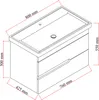 An isometric line drawing of a bathroom vanity with dimensions indicated. Produktbild-Vorschau
