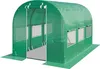 A green greenhouse with windows and an open door. Produktbild-Vorschau