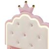 Close-up of a pink and white princess-themed bed headboard with a crown and LED lighting. Anteprima dell’immagine prodotto