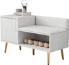 A white shoe cabinet with a bench and storage. Anteprima dell’immagine prodotto