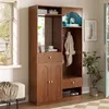 Kompaktgarderobe mit Spiegel und Sitzbank,Flurgarderobe mit Produktbild-Vorschau 9