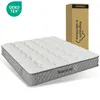 A mattress is shown in front of a cardboard box with text and a logo. Produktbild-Vorschau