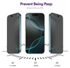 Three smartphones are displayed at different angles to demonstrate the anti-spy feature of a screen protector. Produktbild-Vorschau