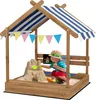 Outsunny Sandkasten mit Dach, Sandkiste Holz mit Sitzplatz Produktbild-Vorschau 1