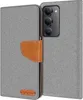 A flip case for a smartphone is shown open, revealing the phone's camera module. Produktbild-Vorschau