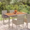 Gartentisch mit Holzplatte Grau 150x90x75 cm Poly Rattan Produktbild-Vorschau 2