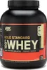 A black plastic tub of Optimum Nutrition Gold Standard 100% Whey protein powder. Produktbild-Vorschau
