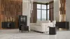 A modern living room with a sofa, coffee table, and cabinets. Produktbild-Vorschau