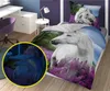 A bedroom scene with a bed featuring horse-themed bedding, a desk, and a chair. Náhled obrázku produktu
