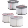 Four spa filters are shown in a studio setting against a white background. Dimensions are indicated with red lines and text. Náhľad obrázku produktu