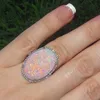 Mode Frauen super glänzende ovale Form künstliche Opal Ring Produktbild-Vorschau 5