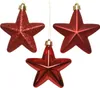 Christbaumschmuck STERN - Weihnachtsschmuck - bruchfest - glänzend matt glitzernd - rot - 6 Stk. Produktbild-Vorschau