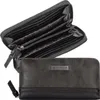A gray and black wallet is shown with its interior compartments visible. Produktbild-Vorschau