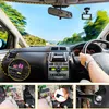 Collage showing a car interior with a dashcam installed, and close-ups of a fuse box and wiring for a hardwire kit. Produktbild-Vorschau