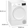 A white Siemens washing machine with dimensions indicated by lines and text. Produktbild-Vorschau