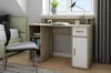 A desk with storage in a bedroom setting next to a bed. Produktbild-Vorschau