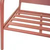 Close-up of the slatted seat of a terracotta-colored outdoor chair. Podgląd zdjęcia produktu