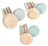 A collection of colorful plates and bowls arranged in groups against a white background. Podgląd zdjęcia produktu