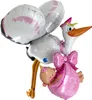 49"/125cm 3D Folienballon Baby Girl Storch Produktbild-Vorschau 1