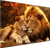 Löwenpaar Wandbild Leinwandbild Sonnenuntergang Kunstdruck Produktbild-Vorschau 1