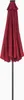 A closed red patio umbrella on a gray pole against a white background. Produktbild-Vorschau