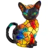 A colorful, stained-glass-style cat figurine. Produktbild-Vorschau