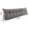 A long, triangular, tufted cushion with buttons, shown against a white background with measurement indicators. Produktbild-Vorschau