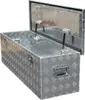 An open aluminum tool box with a diamond plate pattern. Náhľad obrázku produktu
