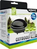 The image shows the retail packaging for an Aquael OXYBOOST 100 Plus aquarium air pump. Podgląd zdjęcia produktu