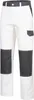 A pair of white work pants with gray knee patches and a gray waistband. Produktbild-Vorschau