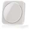 A white square-shaped dimmer cover with a circular silver trim and a glossy white center. Náhled obrázku produktu