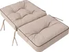 A beige cushion with dark brown piping, shown from a diagonal angle against a white background. Náhled obrázku produktu