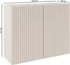 A 3D render of a two-door sideboard with fluted fronts, showing its dimensions. Anteprima dell’immagine prodotto