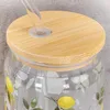 2er Set Trinkglas 500ml Zitronen Strohhalm Bambusdeckel Produktbild-Vorschau 5
