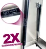 Close-up of gas springs with text overlays and a large "2X" graphic. Produktbild-Vorschau