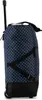 A side view of a blue and black patterned shopping roller bag with a telescopic handle. Podgląd zdjęcia produktu