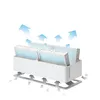 An illustration showing an air purifier with filters and arrows indicating airflow. Produktbild-Vorschau