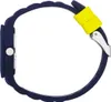 Side view of a blue watch with a yellow accent and a silver clasp. Produktbild-Vorschau