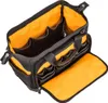 An open black and yellow tool bag with multiple compartments. Anteprima dell’immagine prodotto