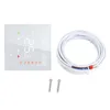 A smart thermostat and a coiled white wire are displayed on a white background. Podgląd zdjęcia produktu