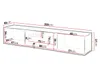 A diagram of a TV lowboard with dimensions indicated. Náhľad obrázku produktu