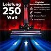 A close-up marketing image of a red and black cordless vacuum cleaner, with text highlighting its features and power. Voir les images du produit